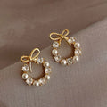 Pendientes Aros con Perlas y Lazo