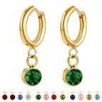 Pendientes Aros con Piedra de Nacimiento de Circonio