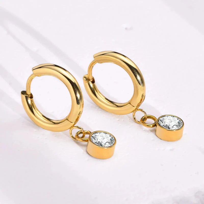 Pendientes Aros con Piedra de Nacimiento de Circonio