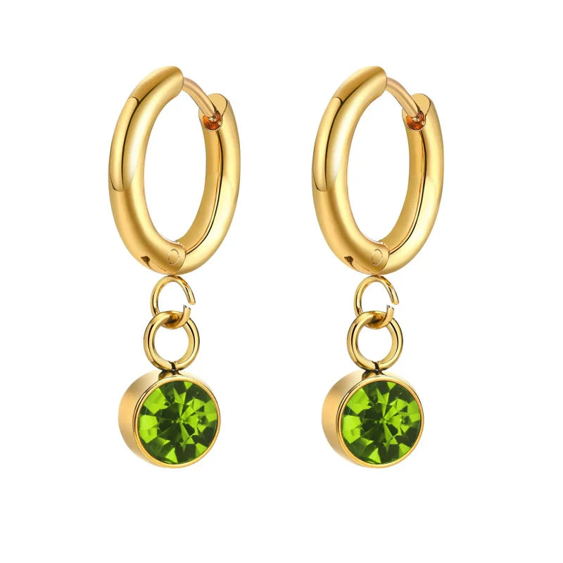 Pendientes Aros con Piedra de Nacimiento de Circonio