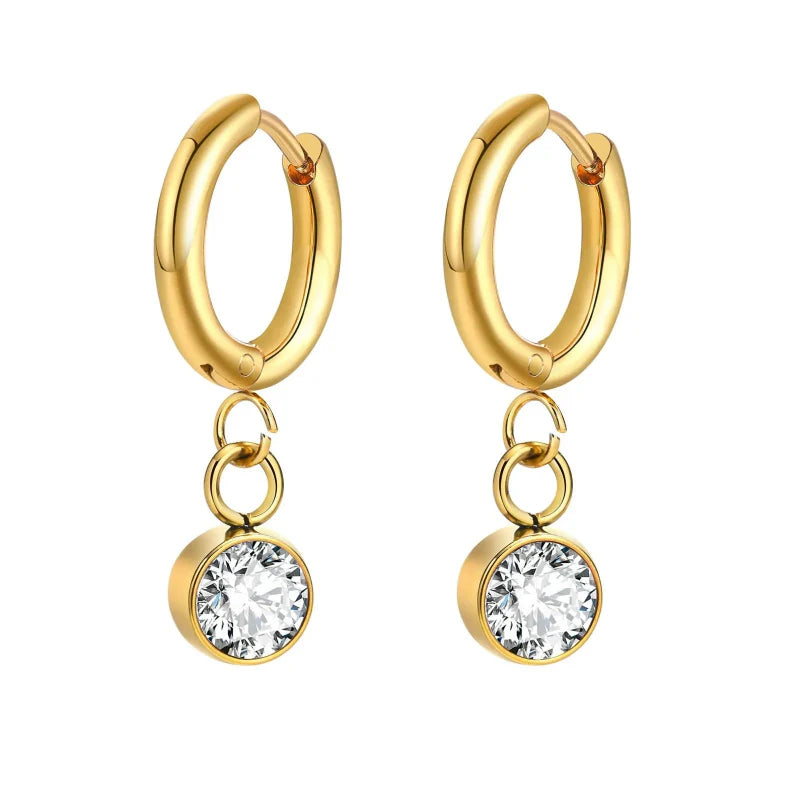 Pendientes Aros con Piedra de Nacimiento de Circonio