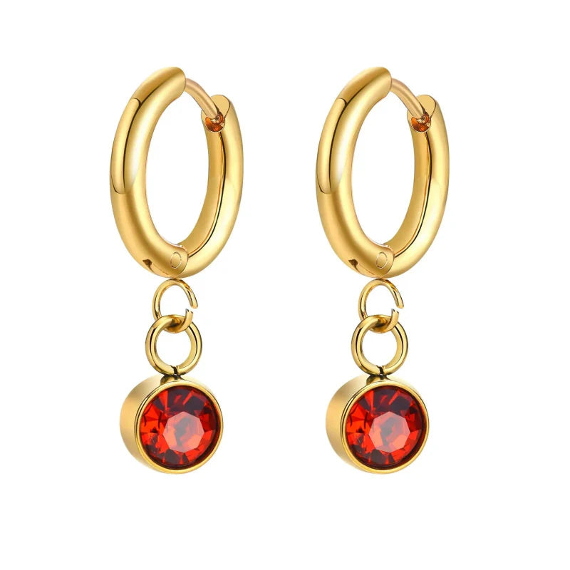 Pendientes Aros con Piedra de Nacimiento de Circonio