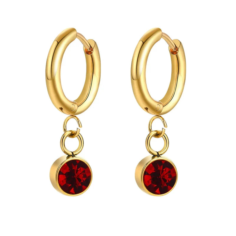 Pendientes Aros con Piedra de Nacimiento de Circonio