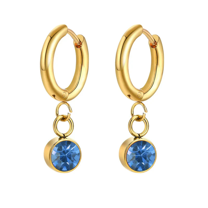 Pendientes Aros con Piedra de Nacimiento de Circonio