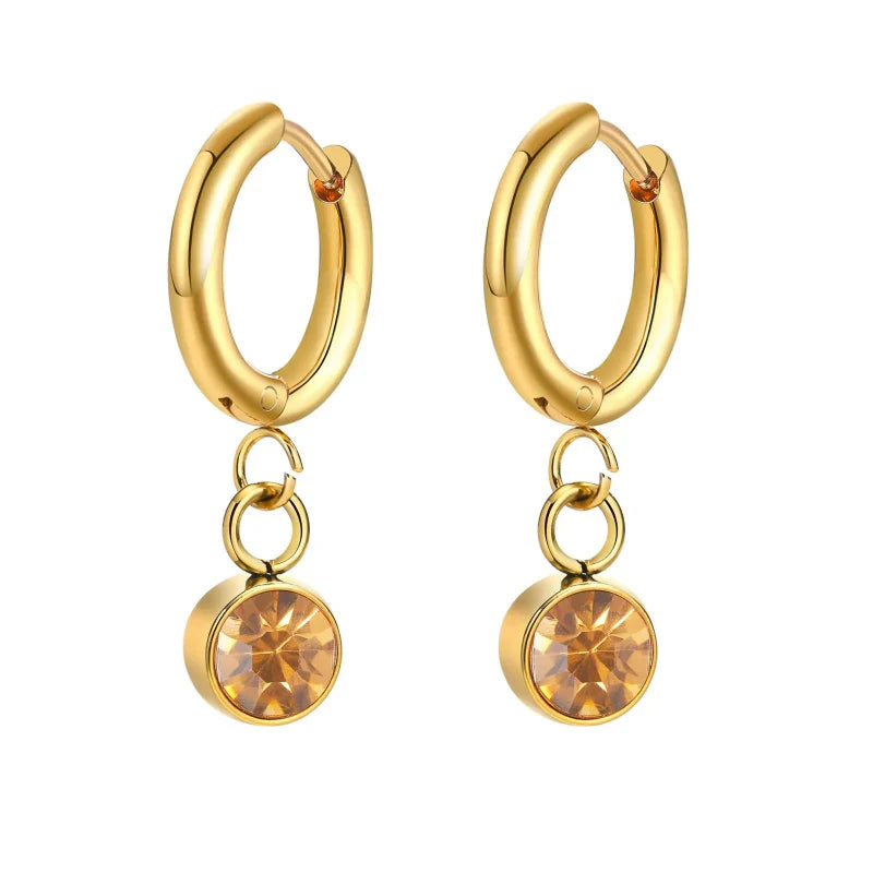 Pendientes Aros con Piedra de Nacimiento de Circonio