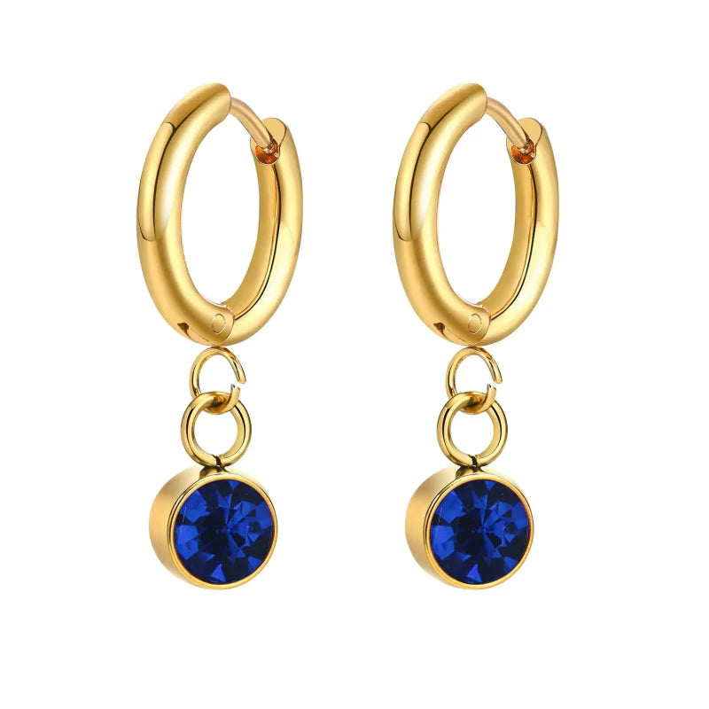 Pendientes Aros con Piedra de Nacimiento de Circonio