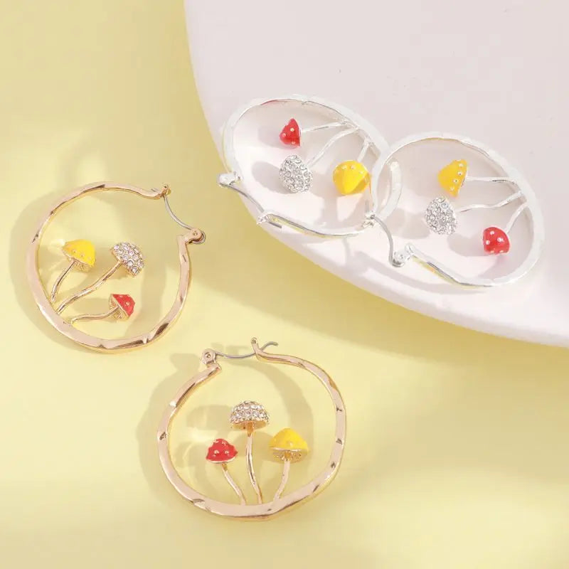 Pendientes Aros Champiñones oro
