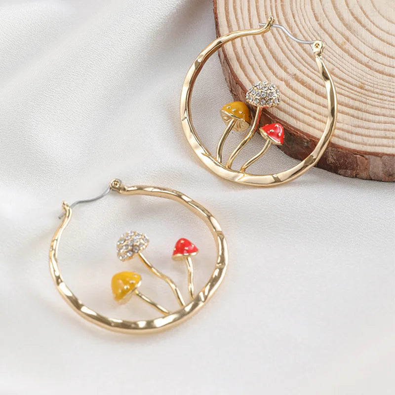 Pendientes Aros Champiñones oro