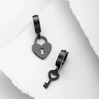 Boucles d'oreilles créoles clef et cadenas