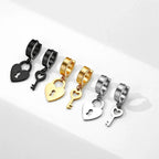 Boucles d'oreilles créoles clef et cadenas