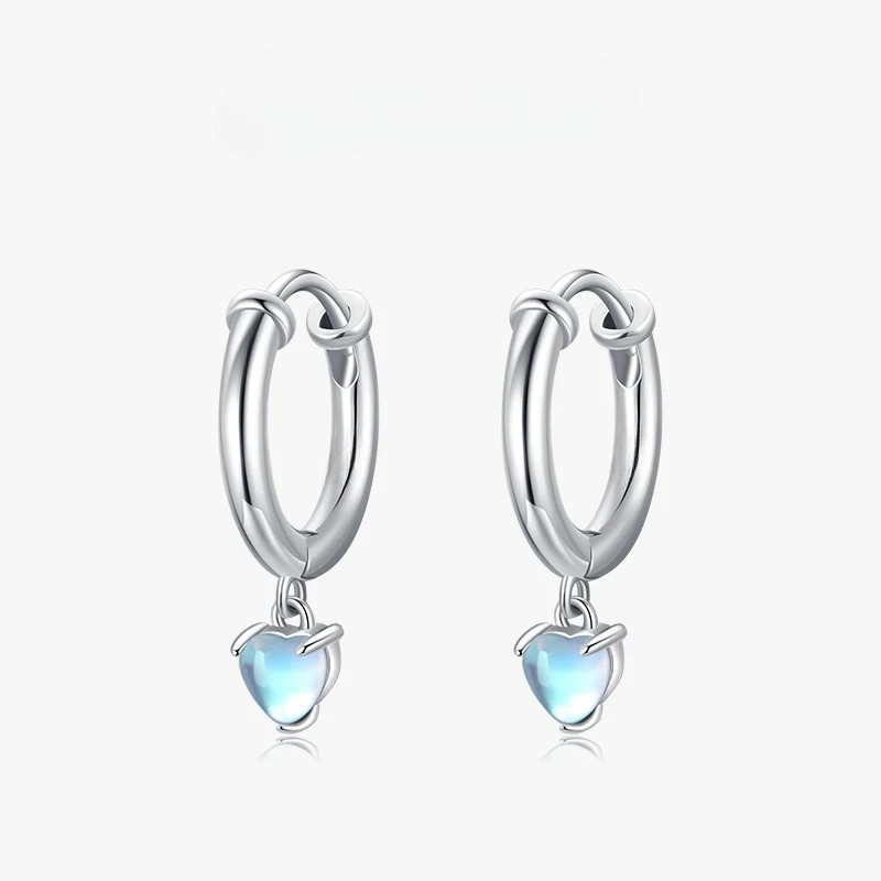 Pendientes de Aro Corazón Fertilidad Piedra de Luna