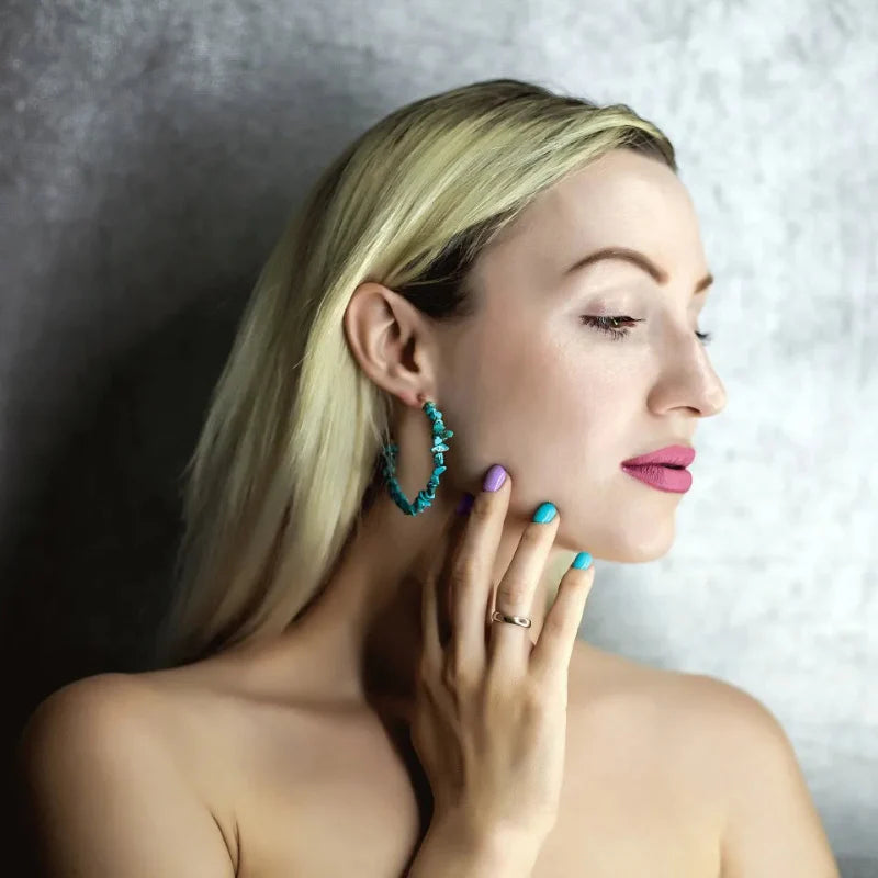 Pendientes Aros Coral azul