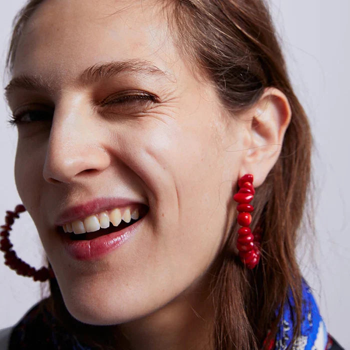 Pendientes Aros Coral rojo