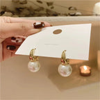 Elegantes Pendientes Aros con Perla