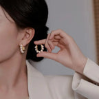 Elegantes Pendientes Aros con Perlas