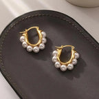 Elegantes Pendientes Aros con Perlas