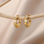 Pendientes Aros Estrellas con Circonio dorados