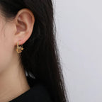 Pendientes Aro Estrellas y Lunas colgantes oro