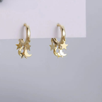 Pendientes Aro Estrellas y Lunas colgantes oro