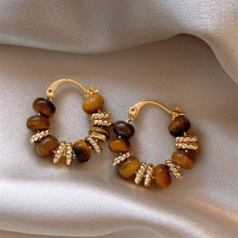 Pendientes Aros Mujer Ojo de Tigre