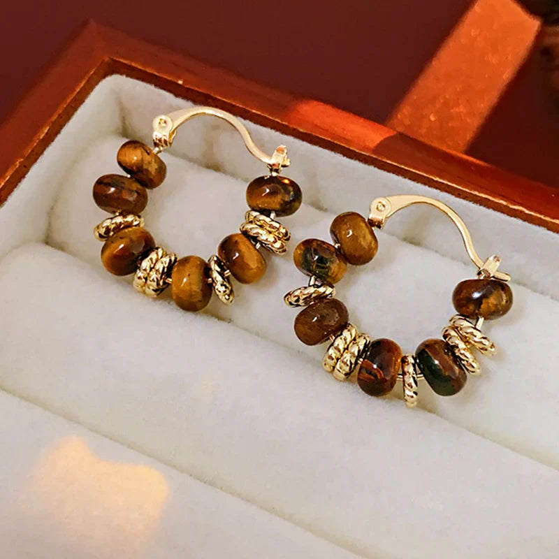 Pendientes Aros Mujer Ojo de Tigre