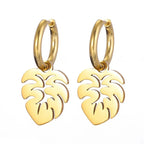 Pendientes Aros Hoja de Palma oro