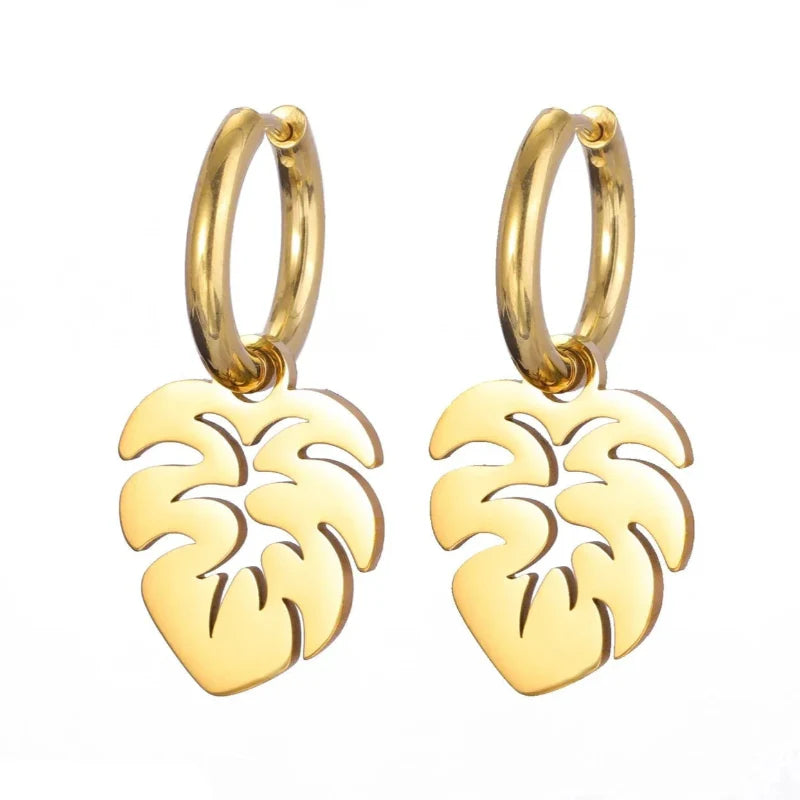 Pendientes Aros Hoja de Palma oro