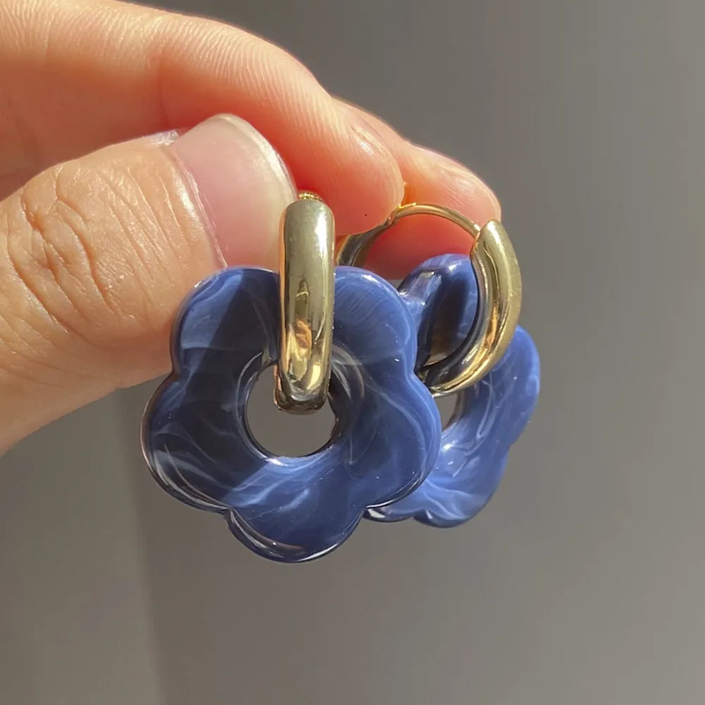 Pendientes Aros Flor de Resina