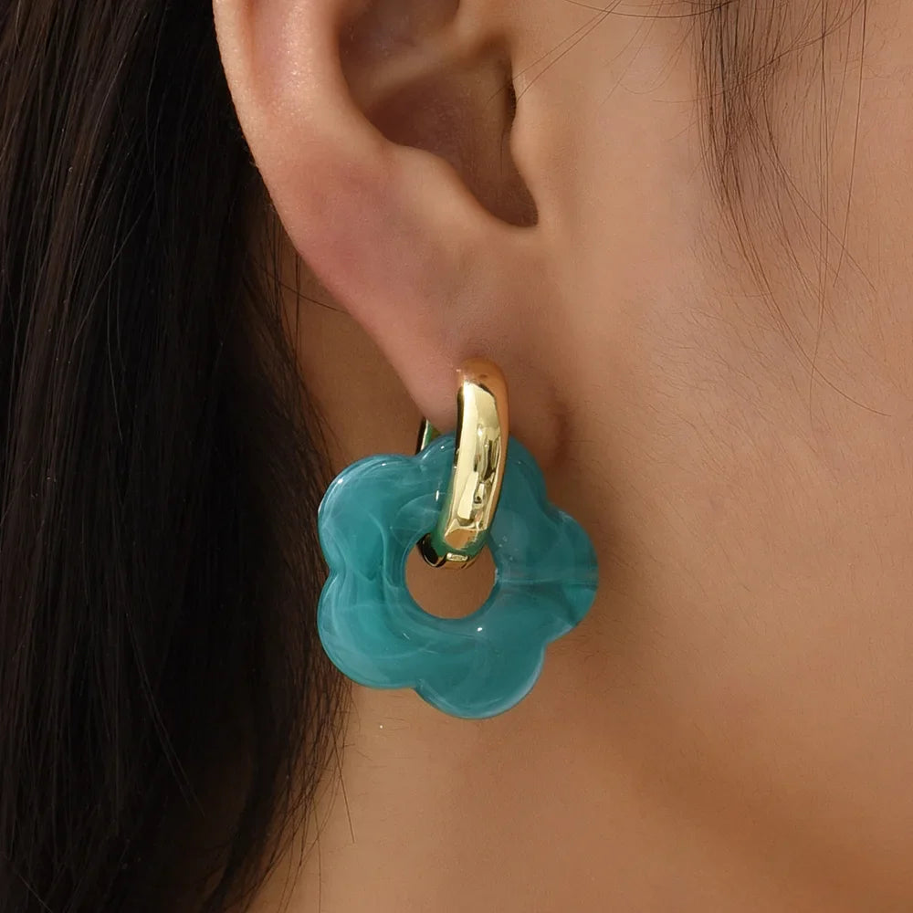 Pendientes Aros Flor de Resina