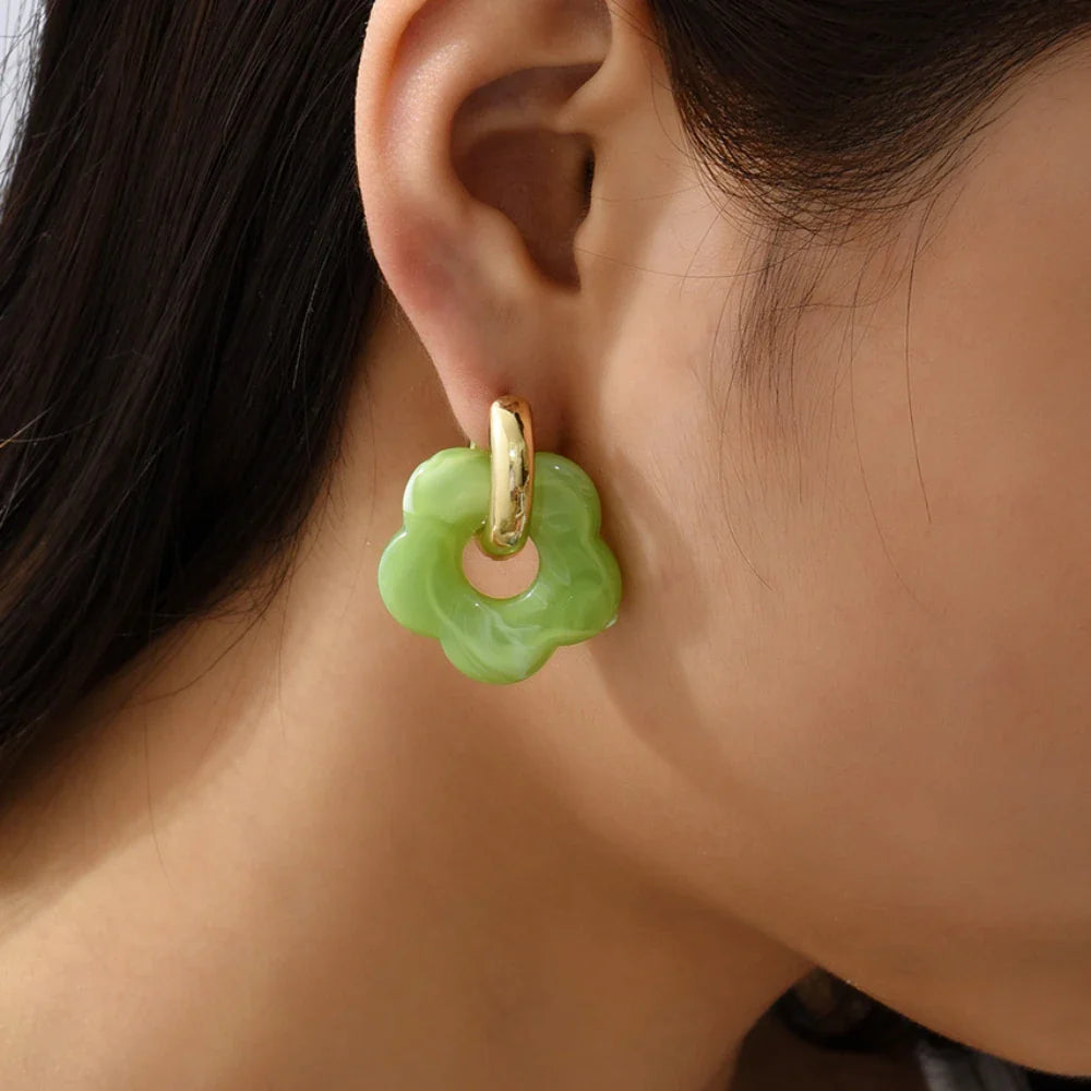 Pendientes Aros Flor de Resina