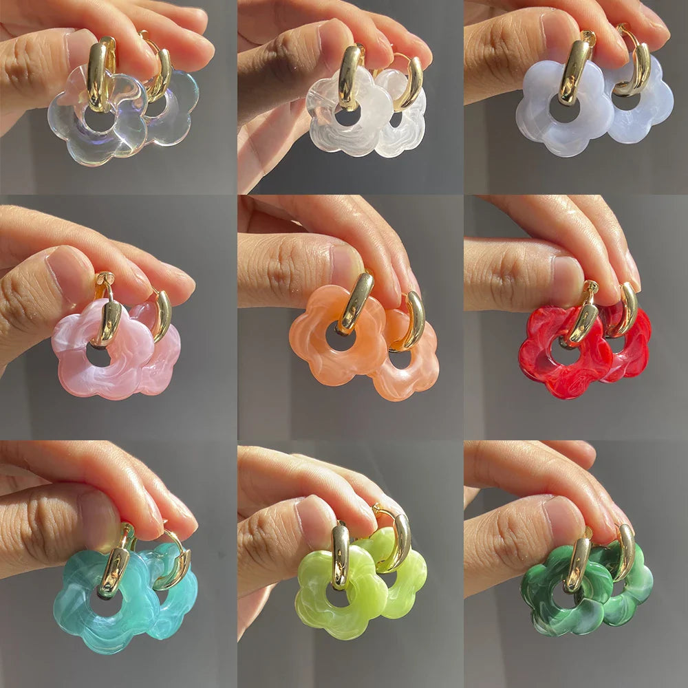 Pendientes Aros Flor de Resina
