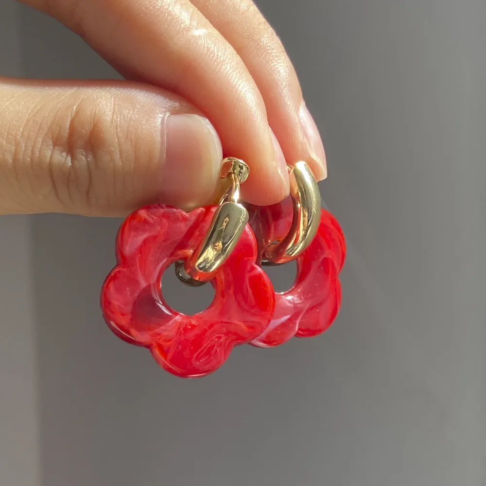 Pendientes Aros Flor de Resina