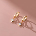 Pendientes Aros Flor Zirconia oro