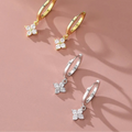 Pendientes Aros Flor Zirconia plata
