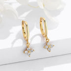 Pendientes Aros Flor Zirconia oro