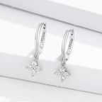 Pendientes Aros Flor Zirconia plata