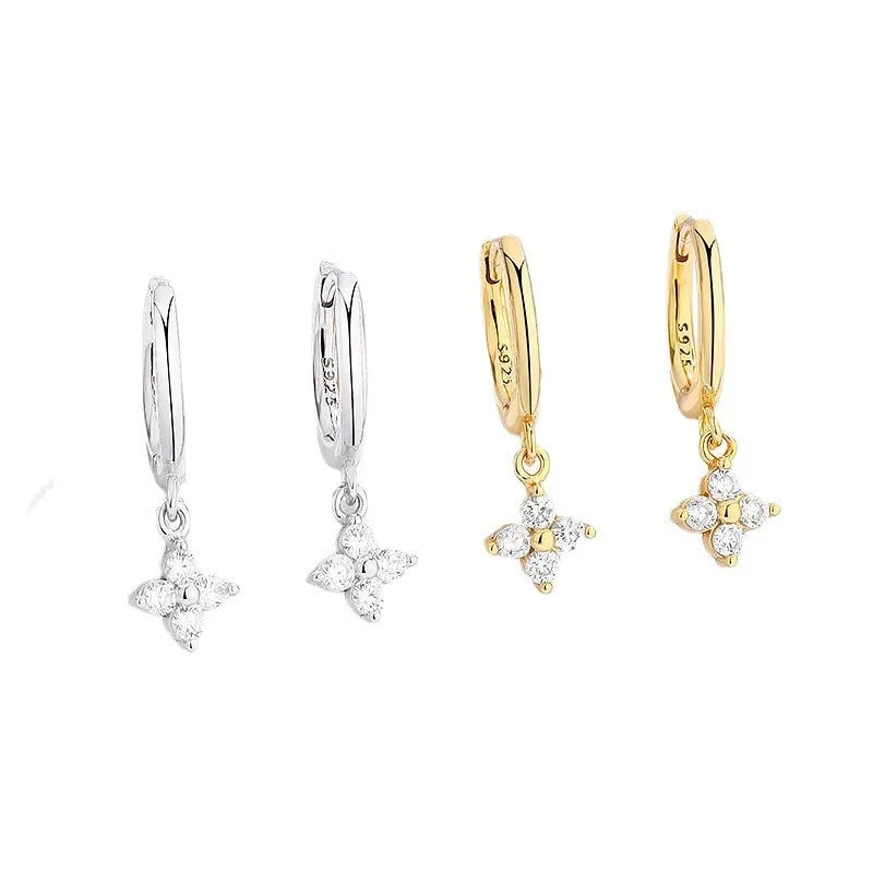 Pendientes Aros Flor Zirconia oro