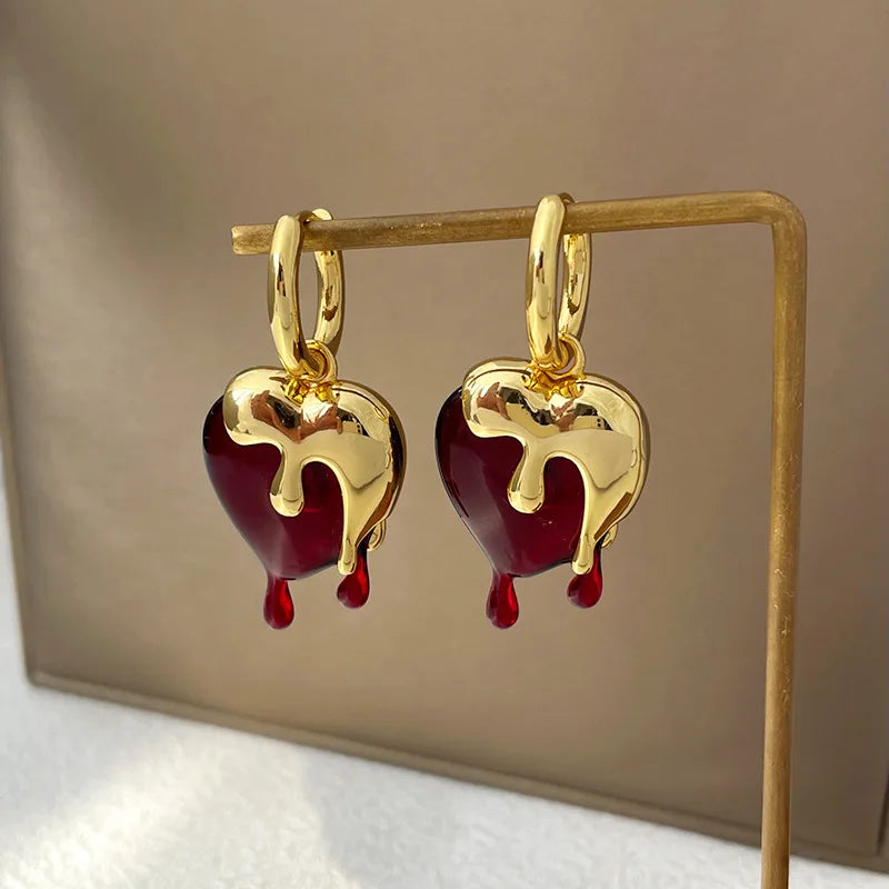 Pendientes Aros Fundidos Corazón Oro