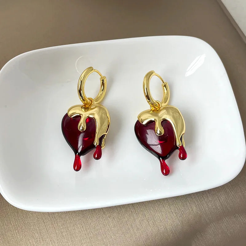 Pendientes Aros Fundidos Corazón Oro
