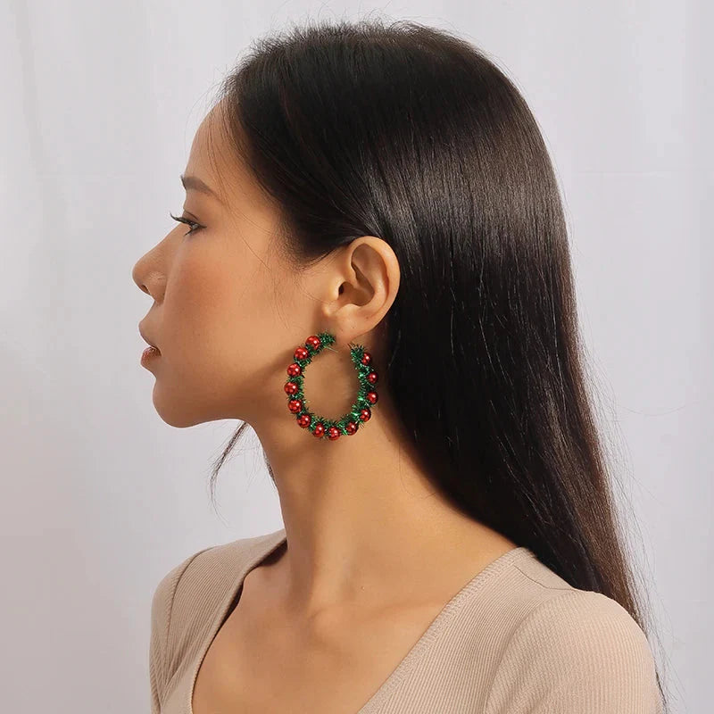 Pendientes Aros Guirnalda de Navidad