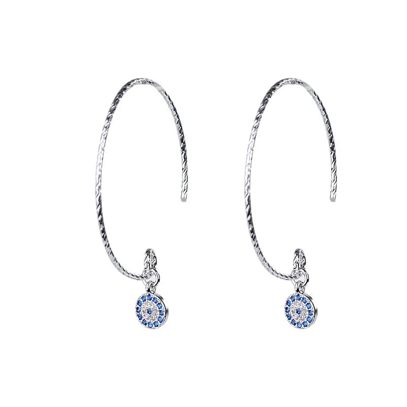 Pendientes Aro Ojo Turco Azul Cristal