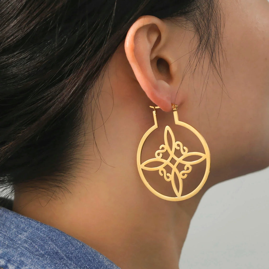 Pendientes Aros Nudo de Bruja de Protección Mujer Wicca oro