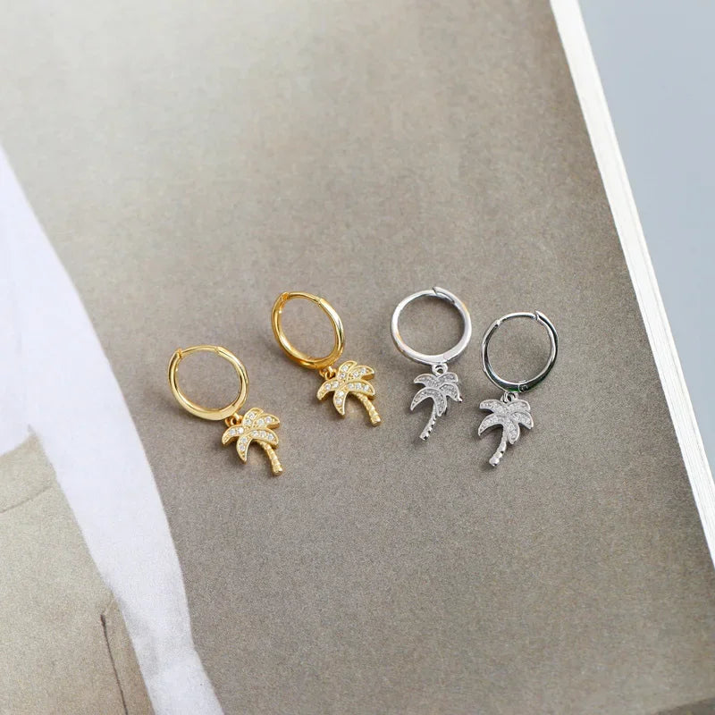 Pendientes Aros Palma con Circonio oro