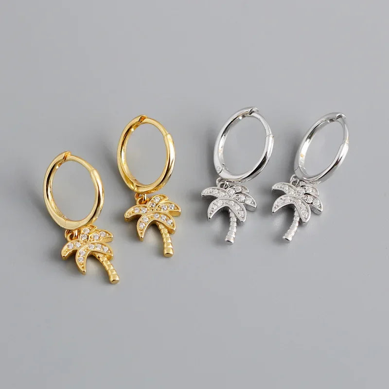 Pendientes Aros Palma con Circonio plata