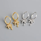 Pendientes Aros Palma con Circonio plata