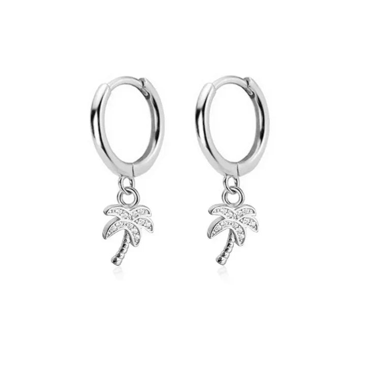 Pendientes Aros Palma con Circonio plata