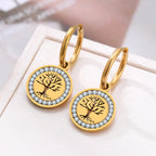 Pendientes Aros Colgantes Árbol de la Vida oro