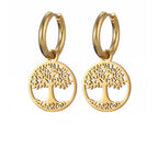 Pendientes de Aro Colgantes Árbol de la Vida para Mujer en oro