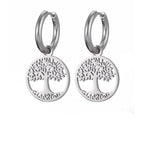 Pendientes de Aro Colgantes Árbol de la Vida para Mujer en plata