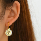 Pendientes Aros Colgantes Árbol de la Vida oro